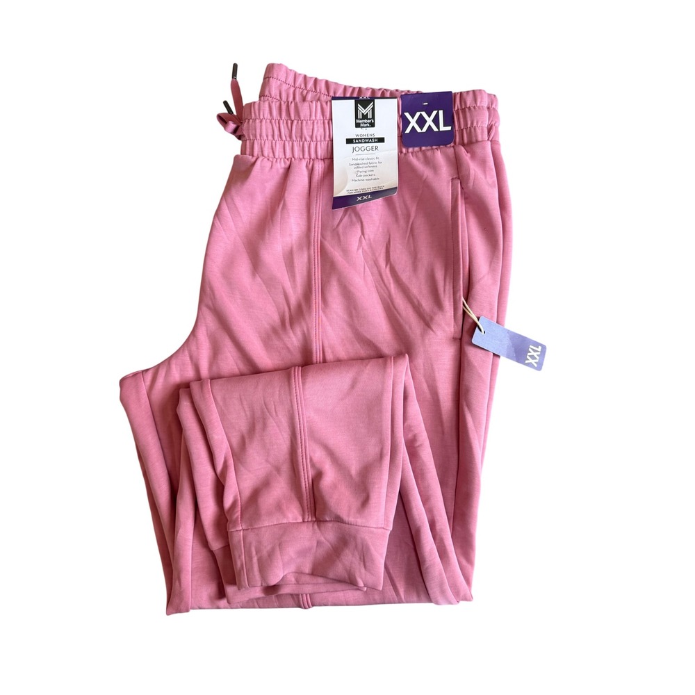 Member's Mark Womens Sandwash Jogger Pink Mid-Rise Sweatpants XXL NWT